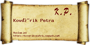 Kovárik Petra névjegykártya